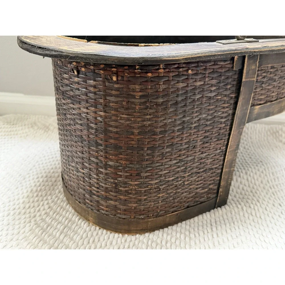 VTG Wood Wicker Stair Staircase Basket 18